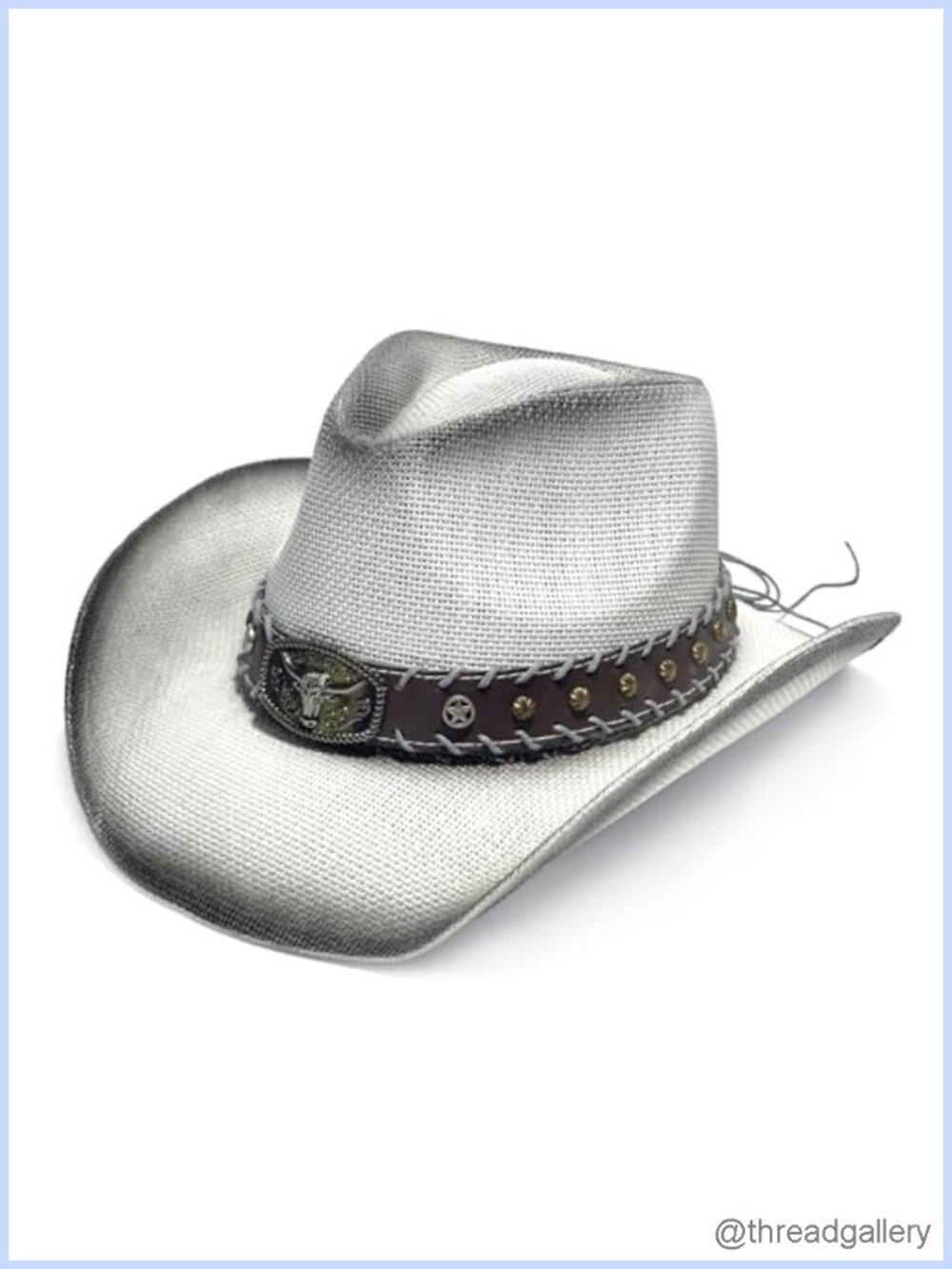 Synthetic Raffia Cowboy Hat Wide Brim Sun Hat Unisex One Size